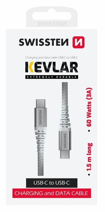 DATOVÝ KABEL SWISSTEN KEVLAR USB-C / USB-C 1