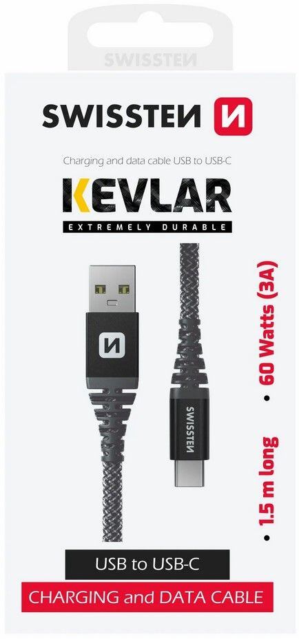 DATOVÝ KABEL SWISSTEN KEVLAR USB / USB-C 1