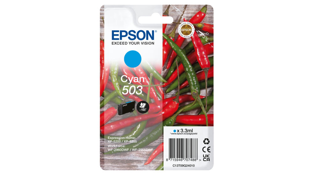 Epson 503 inkoustová náplň 1 kusů Originální Standardní výtěžnost Modrá C13T09Q24010
