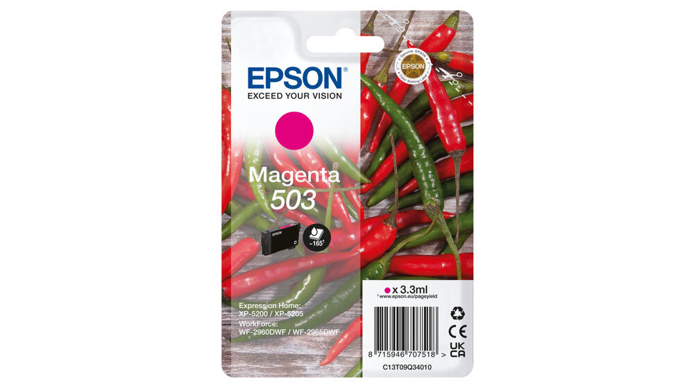 Epson 503 inkoustová náplň 1 kusů Originální Standardní výtěžnost Purpurová C13T09Q34010