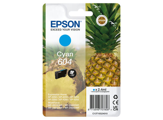 Epson 604 inkoustová náplň 1 kusů Originální Standardní výtěžnost Azurová C13T10G24010