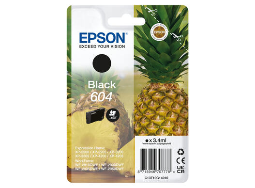 Epson 604 inkoustová náplň 1 kusů Originální Standardní výtěžnost Černá C13T10G14010