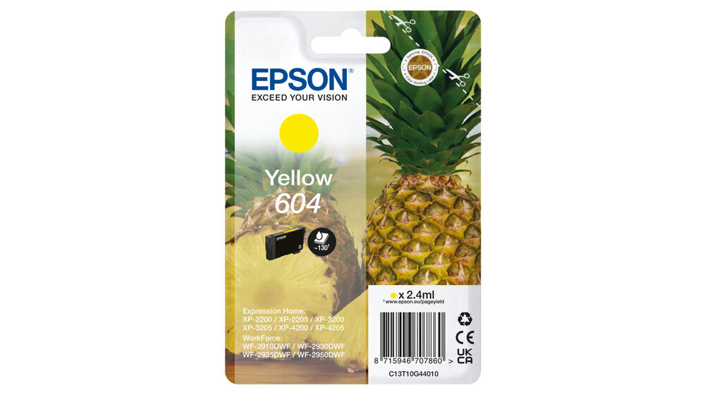 Epson 604 inkoustová náplň 1 kusů Originální Standardní výtěžnost Žlutá C13T10G44010