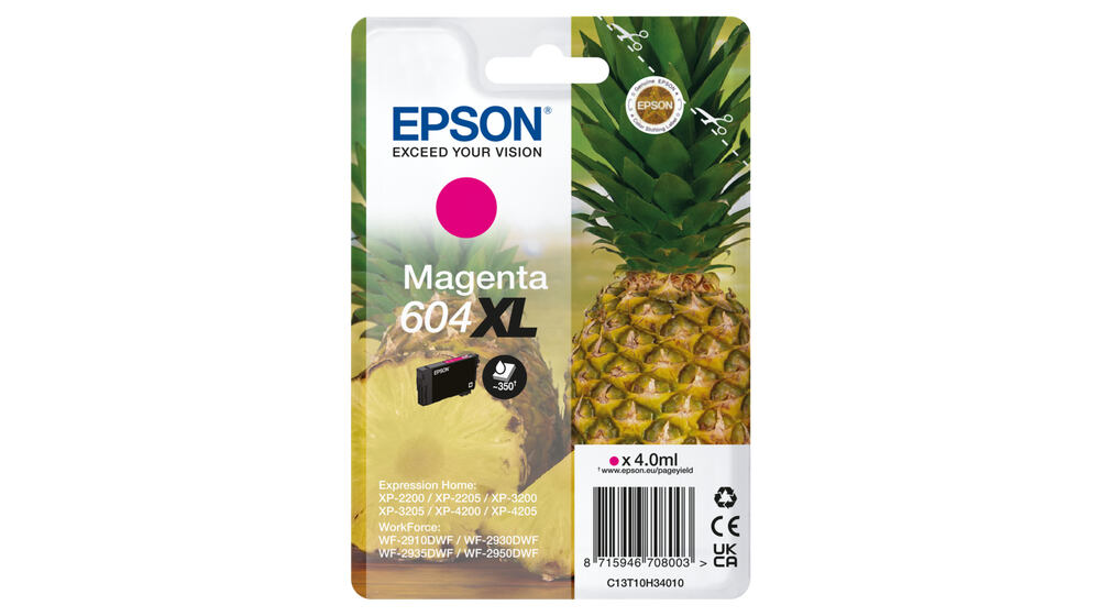 Epson 604XL inkoustová náplň 1 kusů Originální Vysoká (XL) výtěžnost Purpurová C13T10H34010