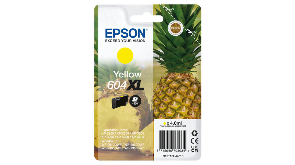 Epson 604XL inkoustová náplň 1 kusů Originální Vysoká (XL) výtěžnost Žlutá C13T10H44010