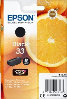 Epson Singlepack Black 33 Claria Premium Ink C13T33314012