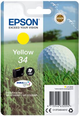Epson Singlepack Yellow 34 DURABrite Ultra Ink C13T34644010