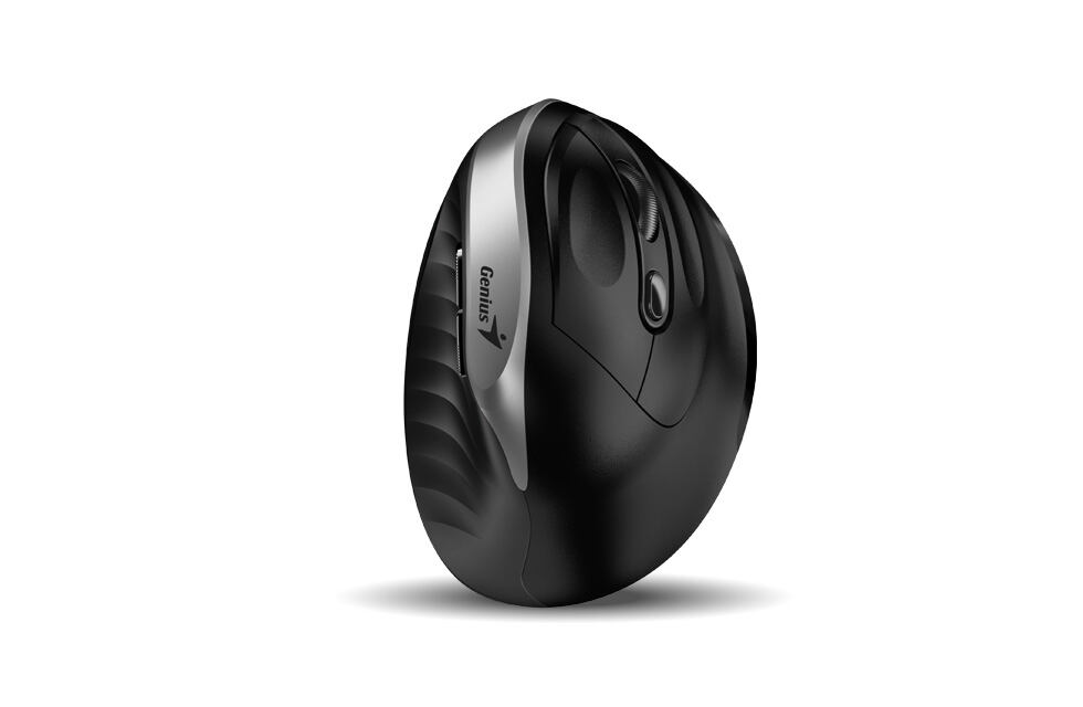 Genius Ergo 8250S/Vertikální/Optická/Pro praváky/1 600 DPI/Bezdrátová USB/Černá-stříbrná 31030031401