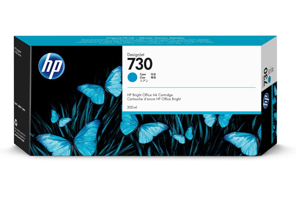 Inkoustová kazeta HP 730 azurová (300 ml) (P2V68A)
