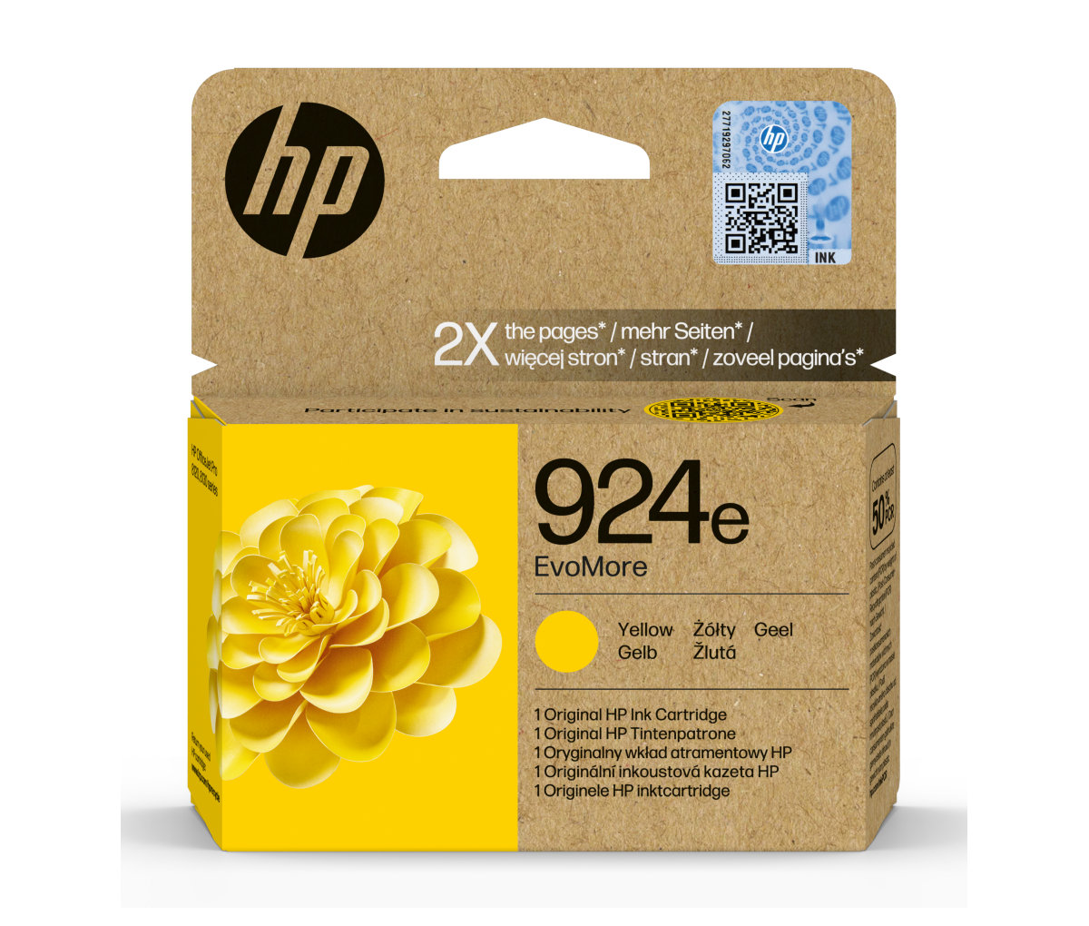 Inkoustová kazeta HP 924e EvoMore žlutá (4K0U9NE#CE1)