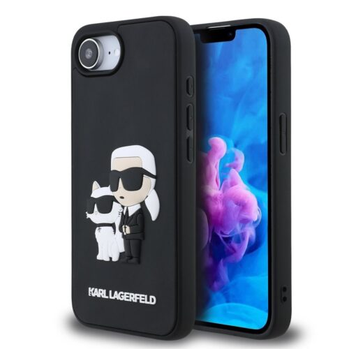 Karl Lagerfeld 3D Rubber Karl and Choupette Zadní Kryt pro iPhone 16e/17e Black KLHCPSE43DRKCNK
