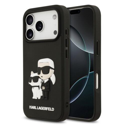 Karl Lagerfeld 3D Rubber Karl and Choupette Zadní Kryt pro iPhone 17 Pro Black KLHCP17L3DRKCNK