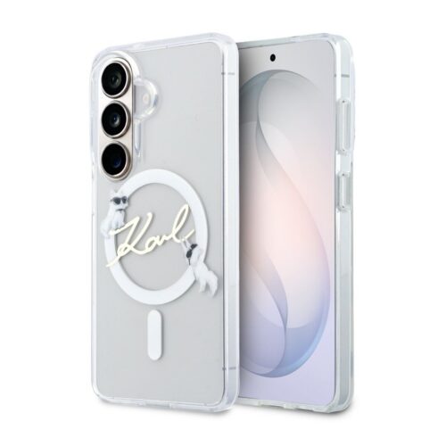 Karl Lagerfeld IML Choupette Karl Script Logo Magnetic Zadní Kryt pro Samsung Galaxy S26 Transparent KLHMS26S5HKSCAH
