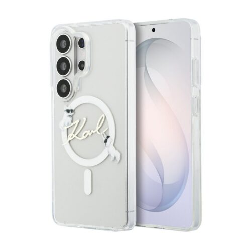 Karl Lagerfeld IML Choupette Karl Script Logo Magnetic Zadní Kryt pro Samsung Galaxy S26 Ultra Trans KLHMS26L5HKSCAH