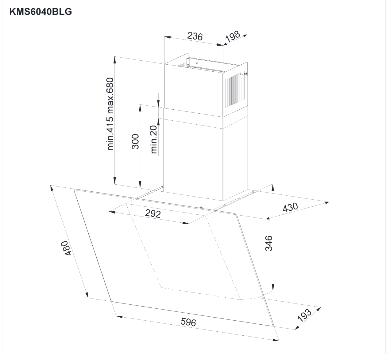 Kluge KMS6040BLG komínová digestoř - Obrázek 2