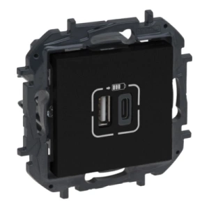 Legrand Niloé Step nabíječka USB A+C černá 3A 863540B