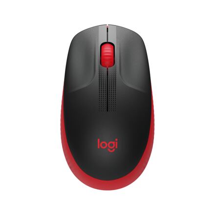 Logitech M190/Kancelářská/Optická/1 000 DPI/Bezdrátová USB/Černá-červená 910-005908