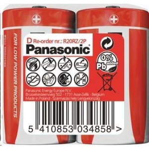 PANASONIC Zinkouhlíkové baterie Red Zinc R20RZ/2P D 1