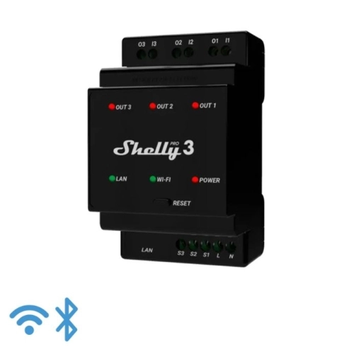 Shelly spínací modul Pro 3 3x 16A WiFi LAN Bluetooth