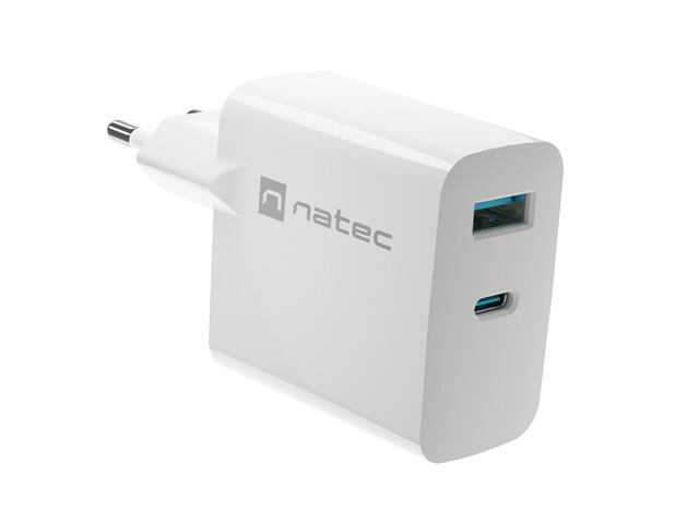 Univerzální USB nabíječka Natec RIBERA GaN 1X USB-A + 1X USB-C 65W