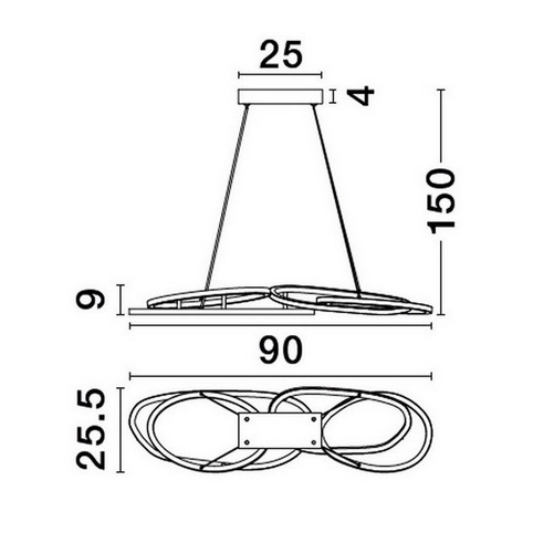 Závěsné LED svítidlo NOVA LUCE NUDOS 80W 3000K 9289085 stmívatelné Triac - Obrázek 2