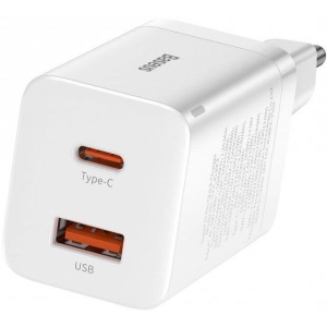 Baseus CCSUPP-E02 Super Si Quick Nabíječka USB + USB-C 30W White 6953156206359