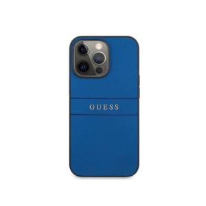Guess GUHCP13LPSASBBL PU Leather Saffiano Zadní Kryt pro iPhone 13 Pro Blue