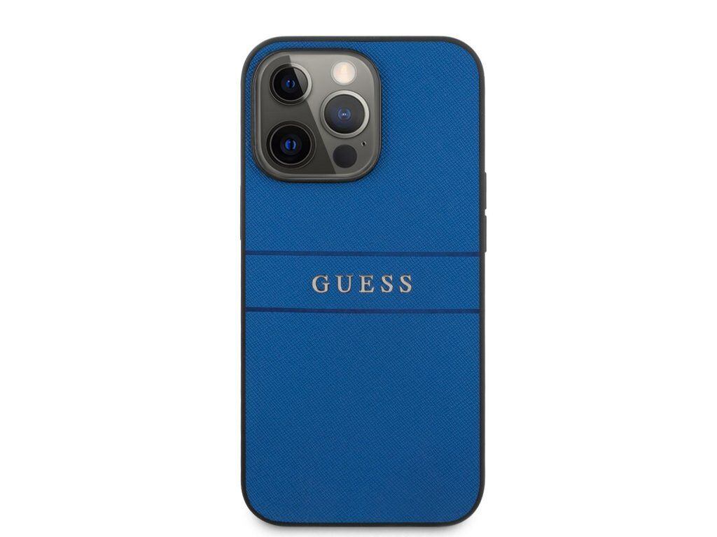 Guess GUHCP13LPSASBBL PU Leather Saffiano Zadní Kryt pro iPhone 13 Pro Blue