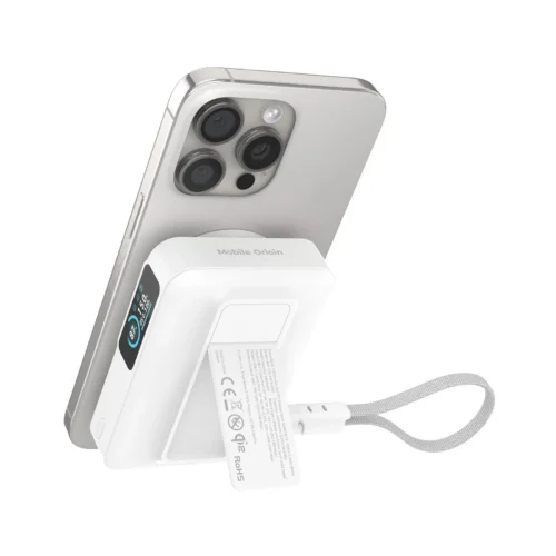 Powerbanka Mobile Origin s displejem Semi-solid PB19 10000mah Qi2 + USB-C kabel - bílá - Obrázek 2