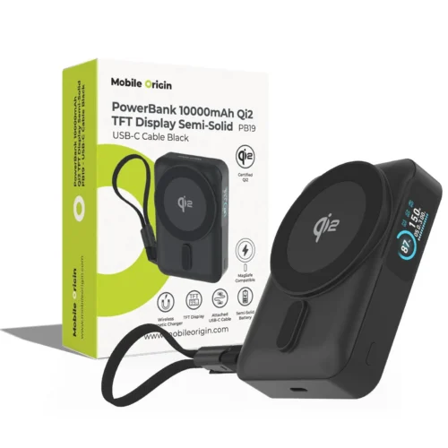 Powerbanka Mobile Origin s displejem Semi-solid PB19 10000mah Qi2 + USB-C kabel - černá - Obrázek 2